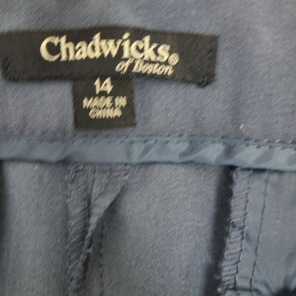 Chadwicks of Boston Pants Womens Size 14 Solid All Blue Audrey with Pockets - Picture 3 of 6